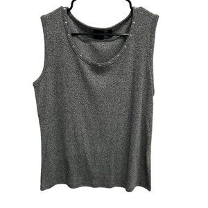 Rafaella NWT Womens Grey Sleeveless Top With Silver Stud Accents Size Large